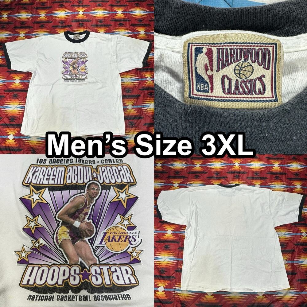 Vintage Los Angeles Laker Kareem Abdul-Jabbar White T-Shirt Men’s 3XL Flaws